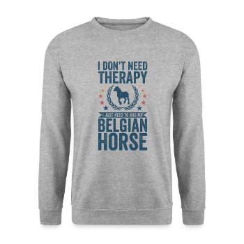 Benötigen Sie Keine Therapie - Belgisches Pferd - Unisex Pullover - Weißgrau meliert - Vorne - Alina (178cm) & Michal (187cm)