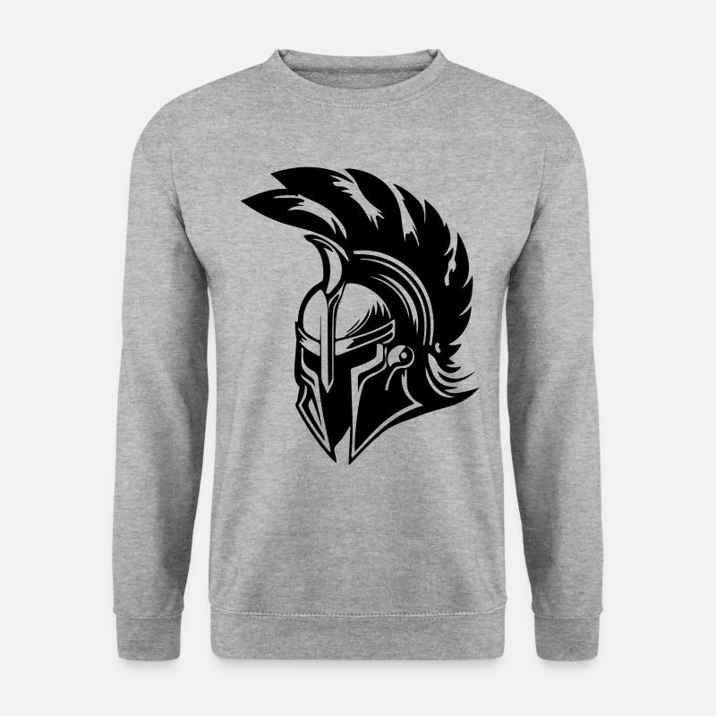 Spartaner Helm Gladiator Symbol - Unisex Pullover - Weißgrau meliert