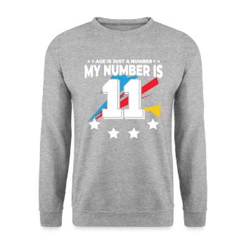 L’âge n’est qu’un chiffre - 11e anniversaire - Sweat-shirt Unisexe - gris chiné - Devant - Alina (178cm) & Michal (187cm)