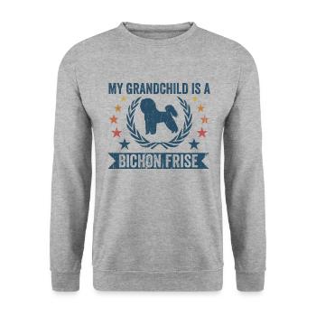 Mon petit-fils est un Bichon Frise - Sweat-shirt Unisexe - gris chiné - Devant - Alina (178cm) & Michal (187cm)