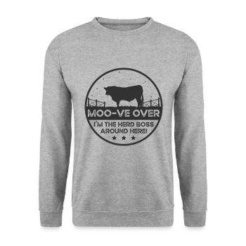 Moo -ve À propos de la vache - Red Angus - Sweat-shirt Unisexe - gris chiné - Devant - Alina (178cm) & Michal (187cm)