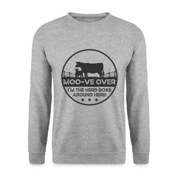 Moo -ve Über Kuh - Dexter - Unisex Pullover - Weißgrau meliert - Vorne - Alina (178cm) & Michal (187cm)
