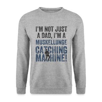 Papa Catching - Muscle Lung Fishing - Sweat-shirt Unisexe - gris chiné - Devant - Alina (178cm) & Michal (187cm)