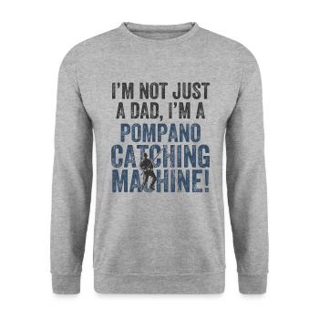 Dad Catching - Pompano Fishing - Unisex Pullover - Weißgrau meliert - Vorne - Alina (178cm) & Michal (187cm)