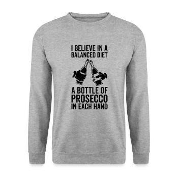 Amateurs de Prosecco bouteille diététique équilibrée - Sweat-shirt Unisexe - gris chiné - Devant - Alina (178cm) & Michal (187cm)