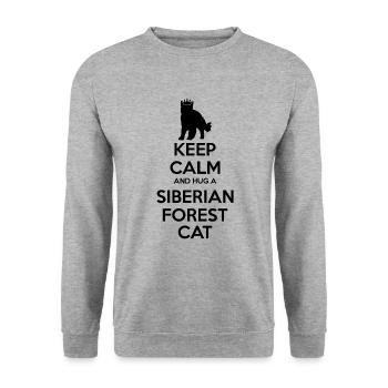Restez calme - Forêt Sibérienne Chat Mama Papa Papa - Sweat-shirt Unisexe - gris chiné - Devant - Alina (178cm) & Michal (187cm)