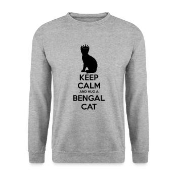 Restez calme - Bengal Cat Maman Père - Sweat-shirt Unisexe - gris chiné - Devant - Alina (178cm) & Michal (187cm)