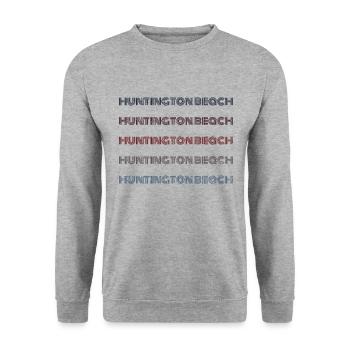 Vintage USA City - Rétro Huntington Beach - Sweat-shirt Unisexe - gris chiné - Devant - Alina (178cm) & Michal (187cm)