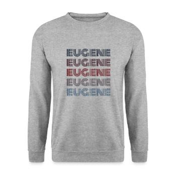 Vintage USA City - Rétro Eugene - Sweat-shirt Unisexe - gris chiné - Devant - Alina (178cm) & Michal (187cm)