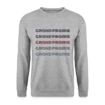 Vintage USA Stadt - Retro Grand Prairie - Unisex Pullover - Weißgrau meliert - Vorne - Alina (178cm) & Michal (187cm)