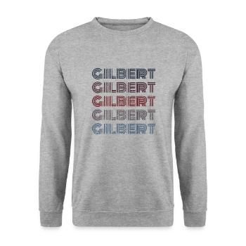 Vintage USA Stadt - Retro Gilbert - Unisex Pullover - Weißgrau meliert - Vorne - Alina (178cm) & Michal (187cm)