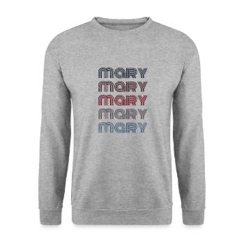 70s Retro Name Vintage Personalized Mary - Unisex Sweatshirt - salt & pepper - Front - Alina (178cm) & Michal (187cm)