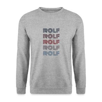 70s Retro Nom Vintage Personalisieres Rolf - Sweat-shirt Unisexe - gris chiné - Devant - Alina (178cm) & Michal (187cm)
