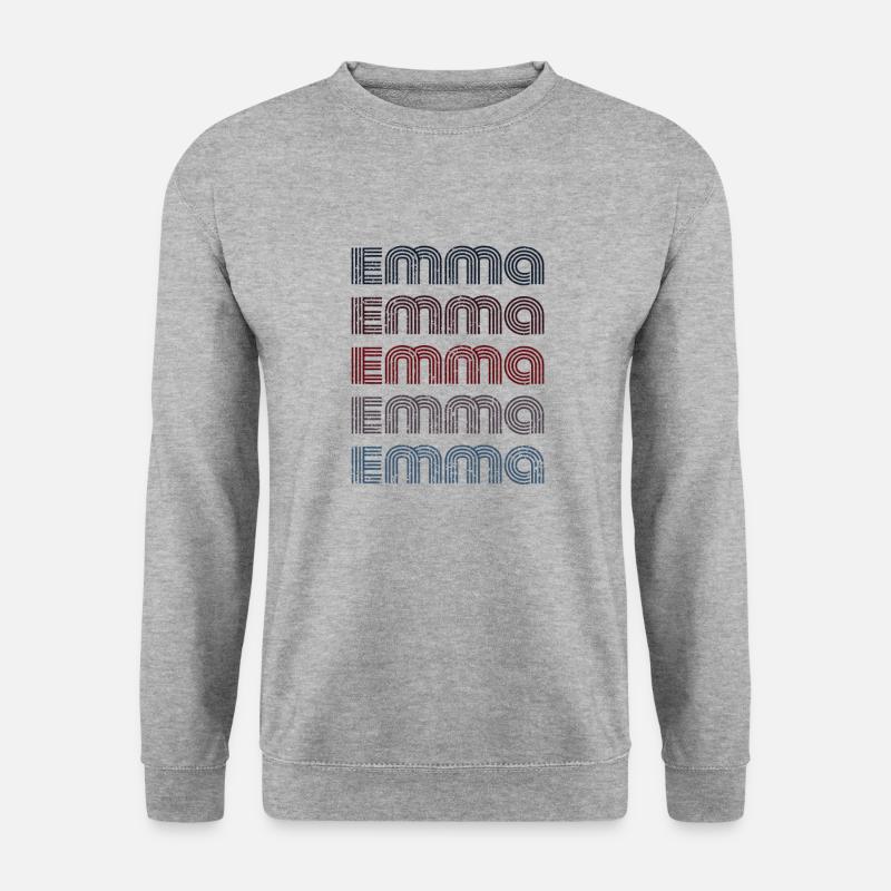 70er Retro Name Vintage Personalisieres Emma - Unisex Pullover - Weißgrau meliert