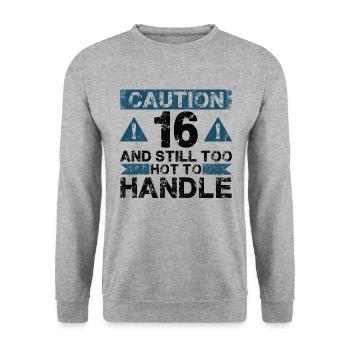16 Too Hot to Act - 16th Birthday - Unisex Sweatshirt - salt & pepper - Front - Alina (178cm) & Michal (187cm)