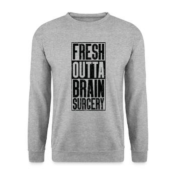 Fresh Outta Surgery - Brain - Unisex Sweatshirt - salt & pepper - Front - Alina (178cm) & Michal (187cm)