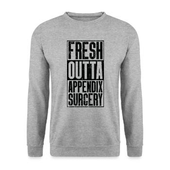 Frische Outta -Operation - Anhang - Unisex Pullover - Weißgrau meliert - Vorne - Alina (178cm) & Michal (187cm)