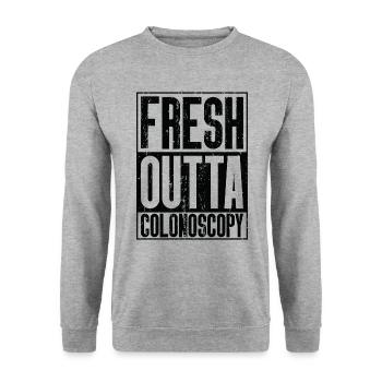 Fresh Outta Surgery - Colonoscopy - Unisex Sweatshirt - salt & pepper - Front - Alina (178cm) & Michal (187cm)