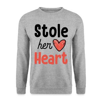 Stole Your Heart His Fries - Couple - Unisex Sweatshirt - salt & pepper - Front - Alina (178cm) & Michal (187cm)