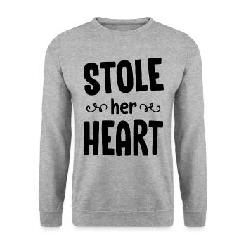 Volé ton coeur ses frites - Couple - Sweat-shirt Unisexe - gris chiné - Devant - Alina (178cm) & Michal (187cm)