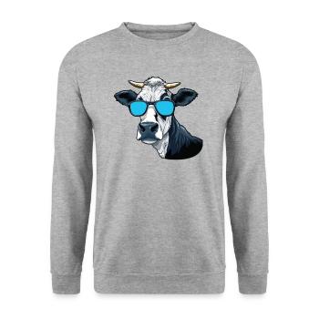 Daddy Mom Sunglasses - Holstein - Unisex Sweatshirt - salt & pepper - Front - Alina (178cm) & Michal (187cm)