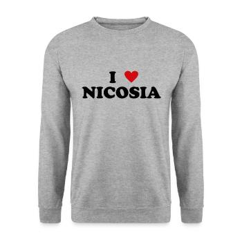 Herz Cyprus Stadt - Ich Liebe Nicosia - Unisex Pullover - Weißgrau meliert - Vorne - Alina (178cm) & Michal (187cm)