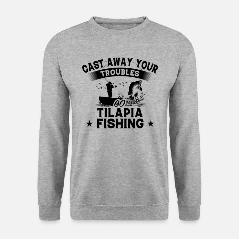 Wegwerfen - Fischtilapia - Unisex Pullover - Weißgrau meliert