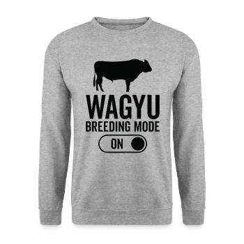 Cow Breeding Mode On - Wagyu - Unisex Sweatshirt - salt & pepper - Front - Alina (178cm) & Michal (187cm)