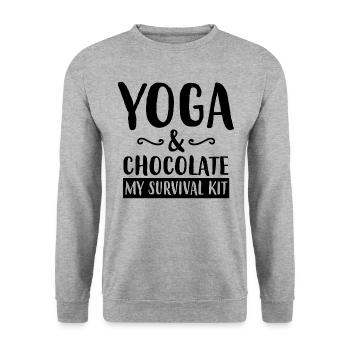 Yoga and Chocolate - Tahirt Funny Yoga - Unisex Sweatshirt - salt & pepper - Front - Alina (178cm) & Michal (187cm)
