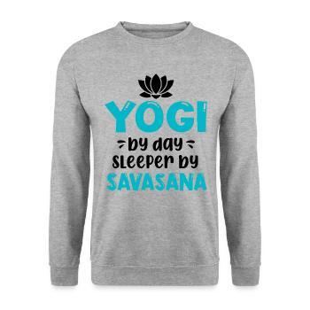 Yogi by Day - Chemise Funny Yoga - Sweat-shirt Unisexe - gris chiné - Devant - Alina (178cm) & Michal (187cm)