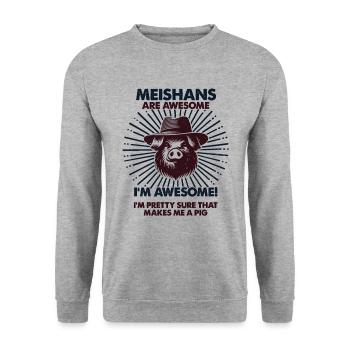 Cochon Papa Maman - Fermier Meishans - Sweat-shirt Unisexe - gris chiné - Devant - Alina (178cm) & Michal (187cm)