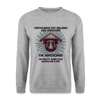 viSchweindad Mama - Vietnamesisches Potbauch - Unisex Pullover - Weißgrau meliert - Vorne - Alina (178cm) & Michal (187cm)