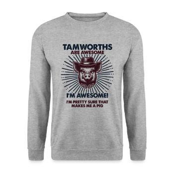 Schweindad Mama - Bauer Tamworth - Unisex Pullover - Weißgrau meliert - Vorne - Alina (178cm) & Michal (187cm)