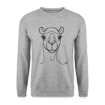 Line Art Papa Maman - Camel - Sweat-shirt Unisexe - gris chiné - Devant - Alina (178cm) & Michal (187cm)