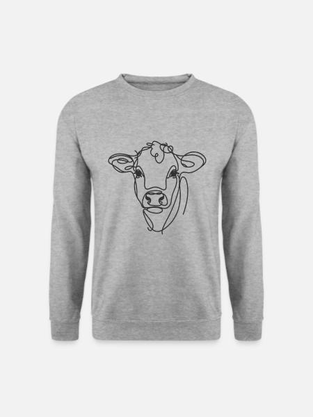 Linie Art Dad Mama Kuh - Dexter - Unisex Pullover - Weißgrau meliert