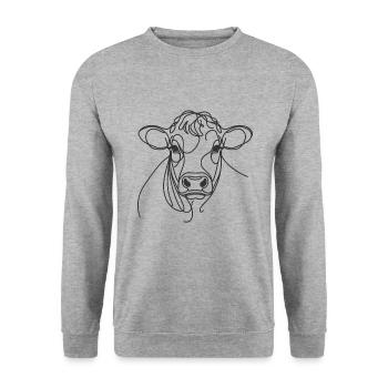 Linie Art Dad Mama Kuh - Charolais - Unisex Pullover - Weißgrau meliert - Vorne - Alina (178cm) & Michal (187cm)