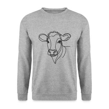 Line Art Dad Mom Cow - Brangus - Unisex Sweatshirt - salt & pepper - Front - Alina (178cm) & Michal (187cm)