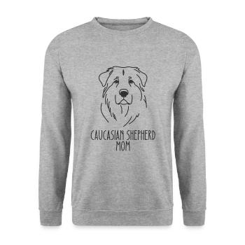 Line Art Mom - Caucasian Shepherd Dog - Unisex Sweatshirt - salt & pepper - Front - Alina (178cm) & Michal (187cm)