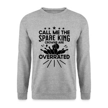 Call Me Couronne de Roi Substitut - Bowling - Sweat-shirt Unisexe - gris chiné - Devant - Alina (178cm) & Michal (187cm)
