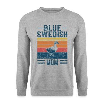 Maman canard - Vintage bleu suédois - Sweat-shirt Unisexe - gris chiné - Devant - Alina (178cm) & Michal (187cm)