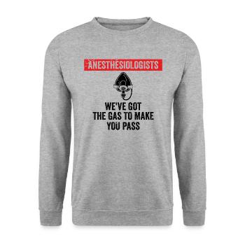 Ich Habe Gas Bekommen, Damit Sie CRNA Bestehen - Unisex Pullover - Weißgrau meliert - Vorne - Alina (178cm) & Michal (187cm)