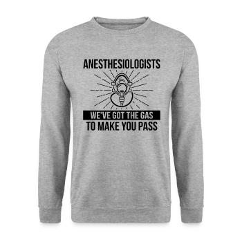 Ich Habe Gas Bekommen, Damit Sie CRNA Bestehen - Unisex Pullover - Weißgrau meliert - Vorne - Alina (178cm) & Michal (187cm)