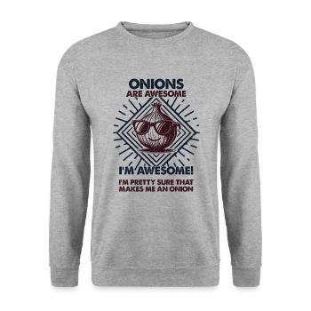 Onions Are Great - Mama Dad - Unisex Sweatshirt - salt & pepper - Front - Alina (178cm) & Michal (187cm)