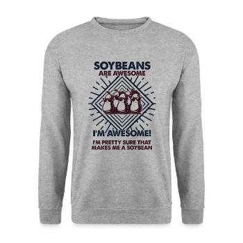 Sojabohnen Sind Großartig - Mama Dad - Unisex Pullover - Weißgrau meliert - Vorne - Alina (178cm) & Michal (187cm)
