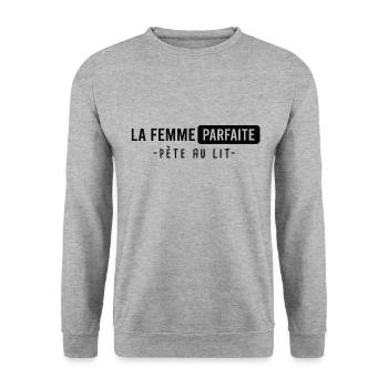 Cadeau femme pète au lit humour couple drôle - Sweat-shirt Unisexe - gris chiné - Devant - Alina (178cm) & Michal (187cm)