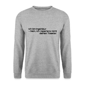 Ingenieur Humor T-Shirt für Technik-Fans - Unisex Pullover - Weißgrau meliert - Vorne - Alina (178cm) & Michal (187cm)