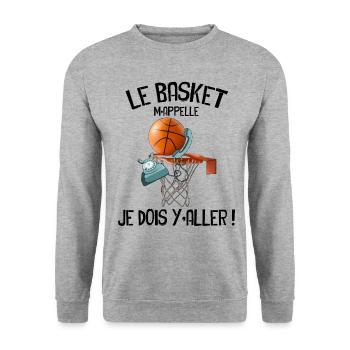 Basket Humour Pour Sportif - Sweat-shirt Unisexe - gris chiné - Devant - Alina (178cm) & Michal (187cm)