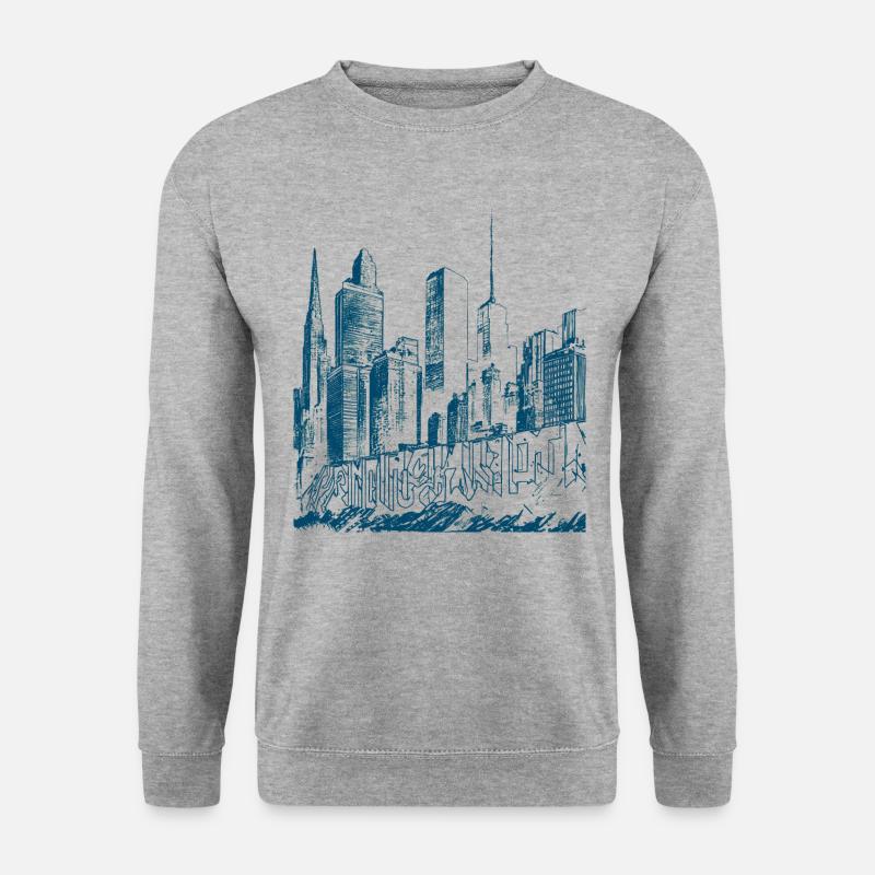 zeichnung skyline new york - Unisex Pullover - Weißgrau meliert