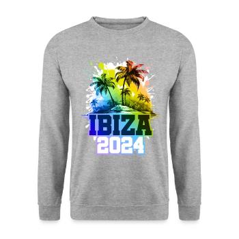 Ibiza 2024 Holiday Palm Trees Colorful - Unisex Sweatshirt - salt & pepper - Front - Alina (178cm) & Michal (187cm)