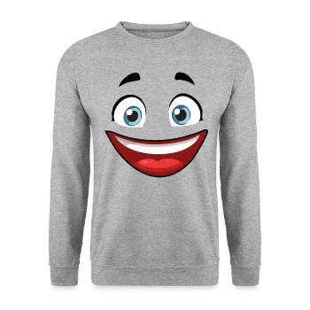 Witziges Gesicht für deine Textilien - Unisex Pullover - Weißgrau meliert - Vorne - Alina (178cm) & Michal (187cm)